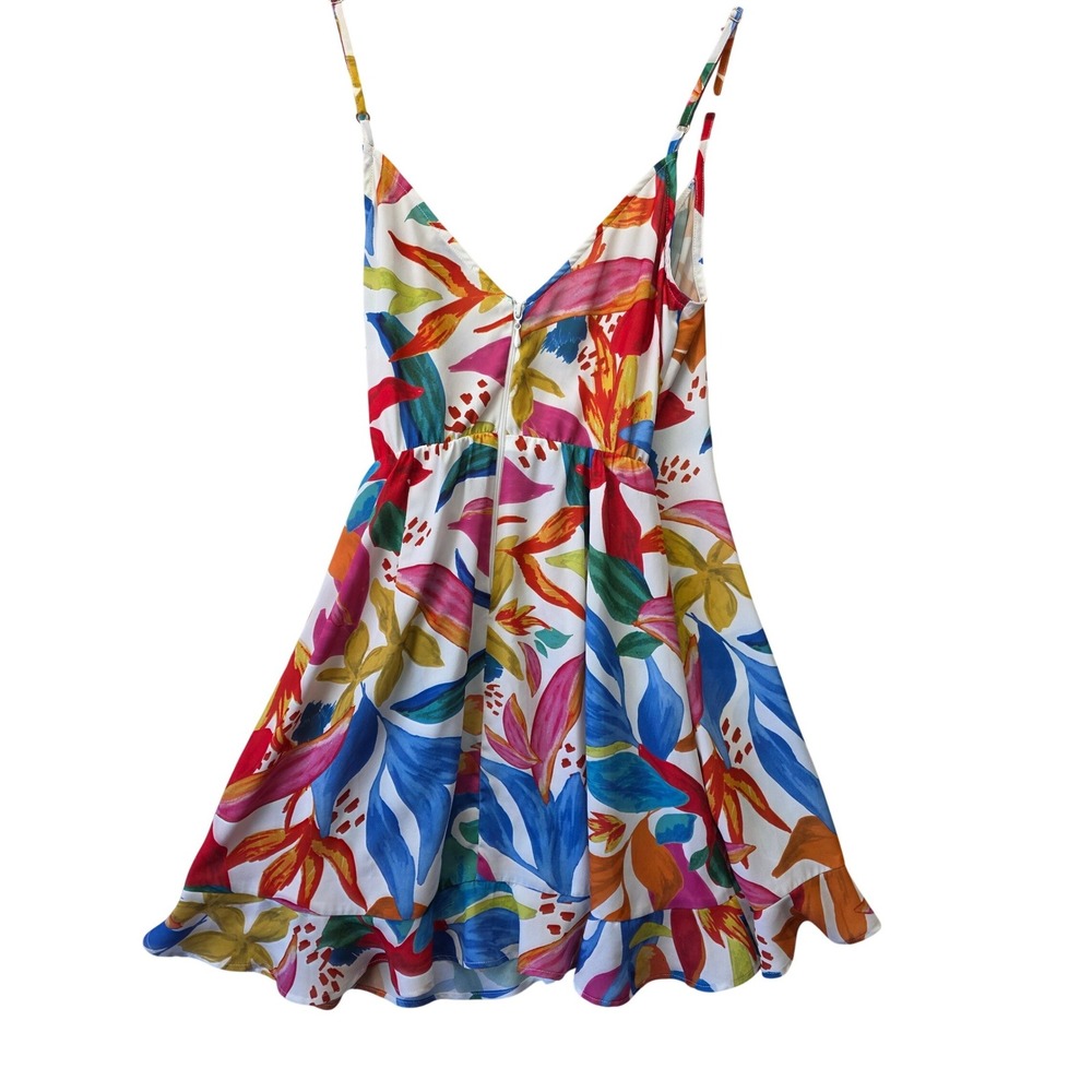 Show Me Your Mumu Say Jay Ruffle Dress Tropical Floral Mini Wrap Small